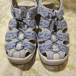 LL Bean Blue White Outdoor Trail Hiking Kayak Water Shoes Women 6.5 RN71341
